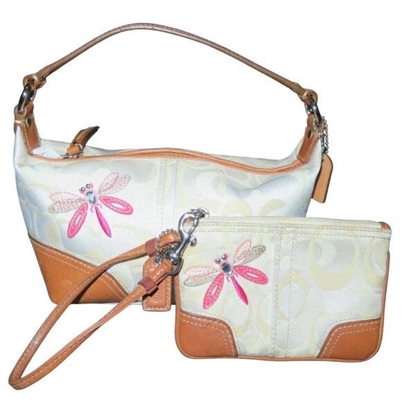 Coach Limited Edition Dragonfly & Lexi Bag with matching Baguette Wristlet Sets - Picture 3 of 12